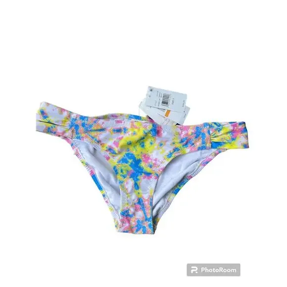 *NWT, JESSICA SIMPSON Women's Yellow Tie Dye Hipster Swimsuit Bottom Sz Small - Picture 8 of 9